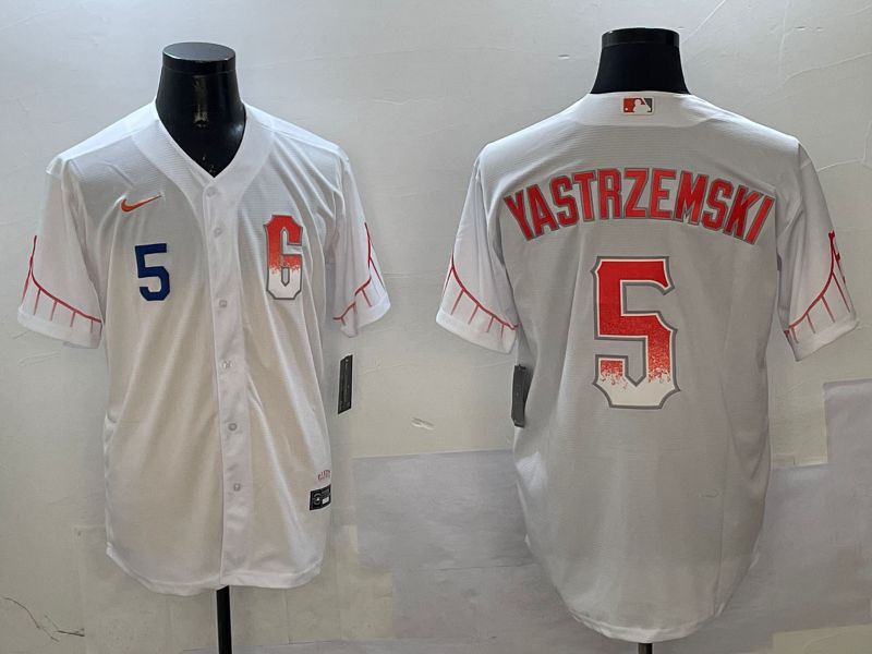Men San Francisco Giants 5 Yastrzemski White City Edition Game Nike 2025 MLB Jersey style 3